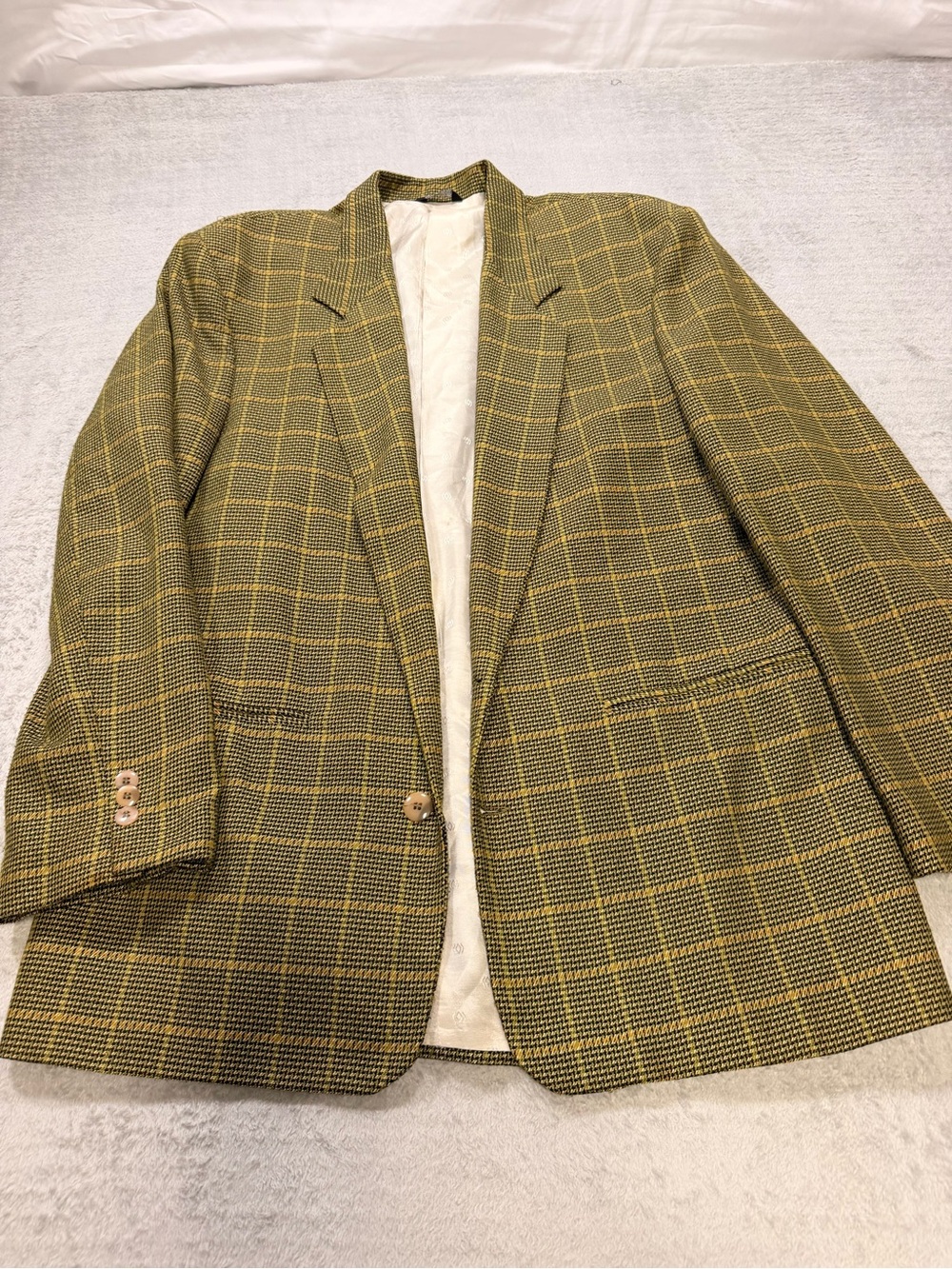 Vintage Plaid Oversized Blazer Dark Academia Windowpane Jacket XL